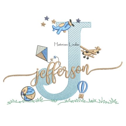 Matriz de Bordado - Nome Jefferson com Brinquedos