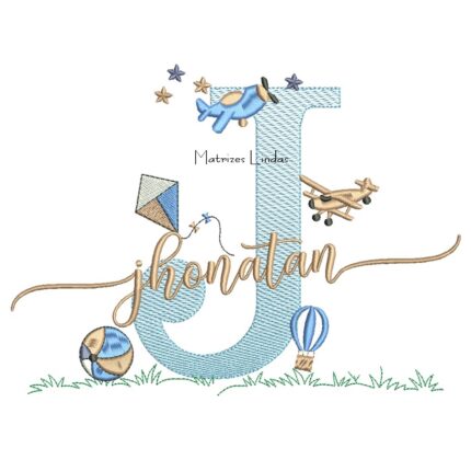 Matriz de Bordado - Nome Jhonatan com Brinquedos