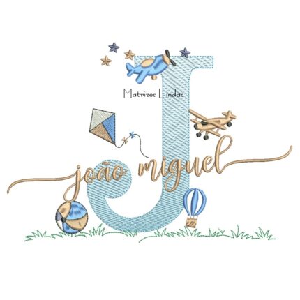 Matriz de Bordado - Nome João Miguel com Brinquedos