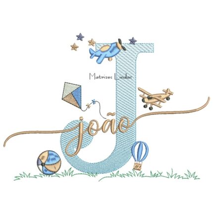 Matriz de Bordado - Nome João com Brinquedos