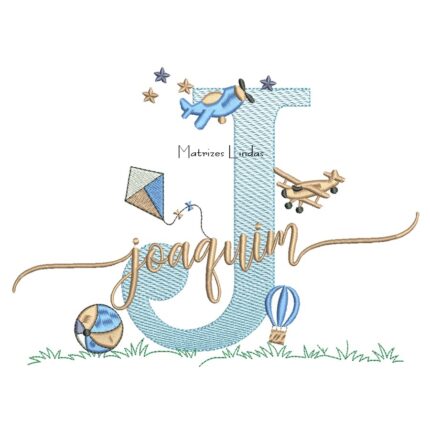 Matriz de Bordado - Nome Joaquim com Brinquedos
