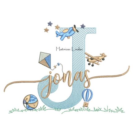 Matriz de Bordado - Nome Jonas com Brinquedos