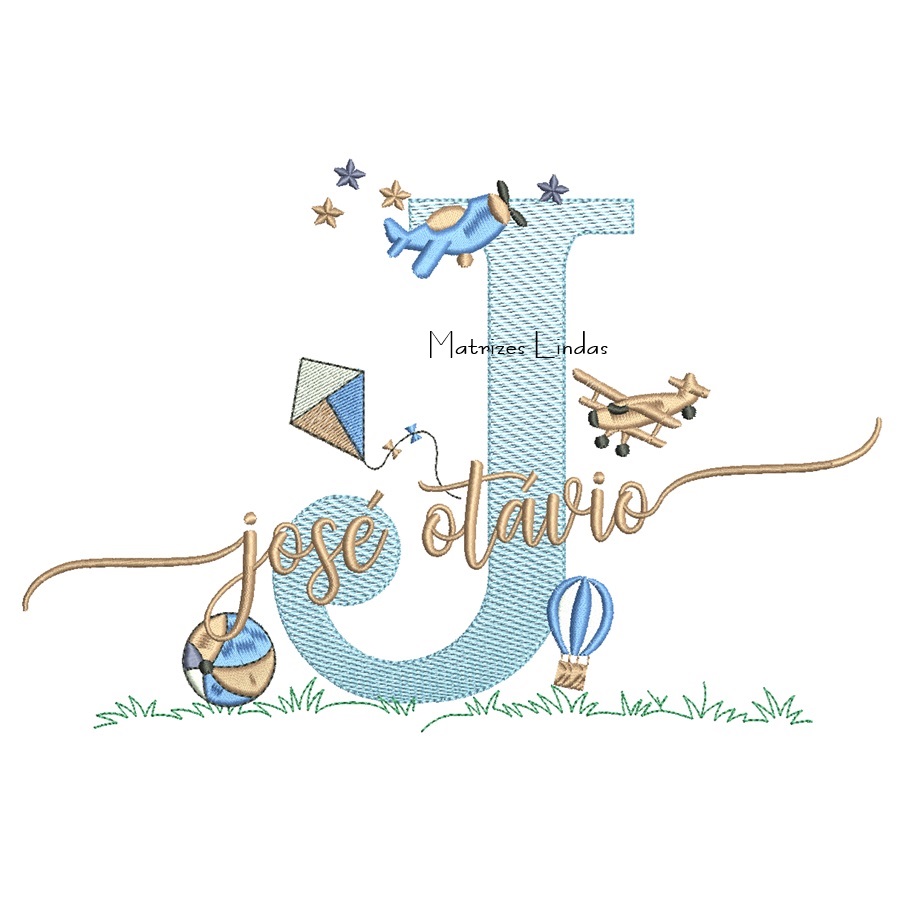 Matriz de Bordado - Nome José Otávio com Brinquedos Matriz de Bordado - Nome José Otávio com Brinquedos
