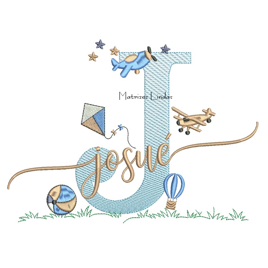Matriz de Bordado - Nome Josué com Brinquedos Matriz de Bordado - Nome Josué com Brinquedos