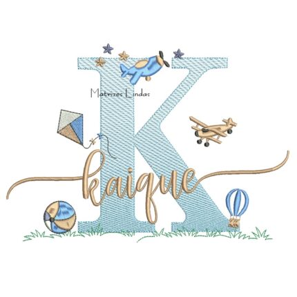 Matriz de Bordado - Nome Kaique com Brinquedos
