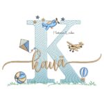 Matriz de Bordado - Nome Kaua com Brinquedos