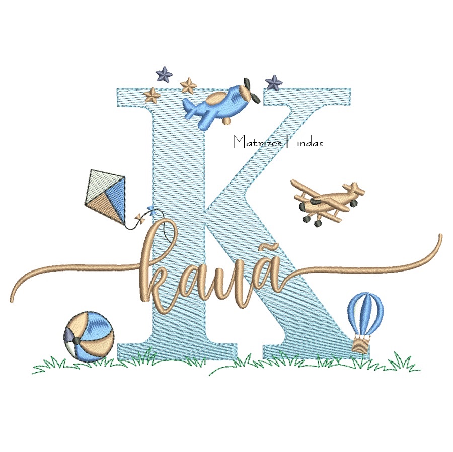 Matriz de Bordado - Nome Kaua com Brinquedos Matriz de Bordado - Nome Kaua com Brinquedos