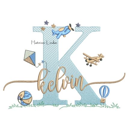 Matriz de Bordado - Nome Kelvin com Brinquedos