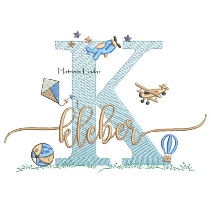Matriz de Bordado - Nome Kleber com Brinquedos