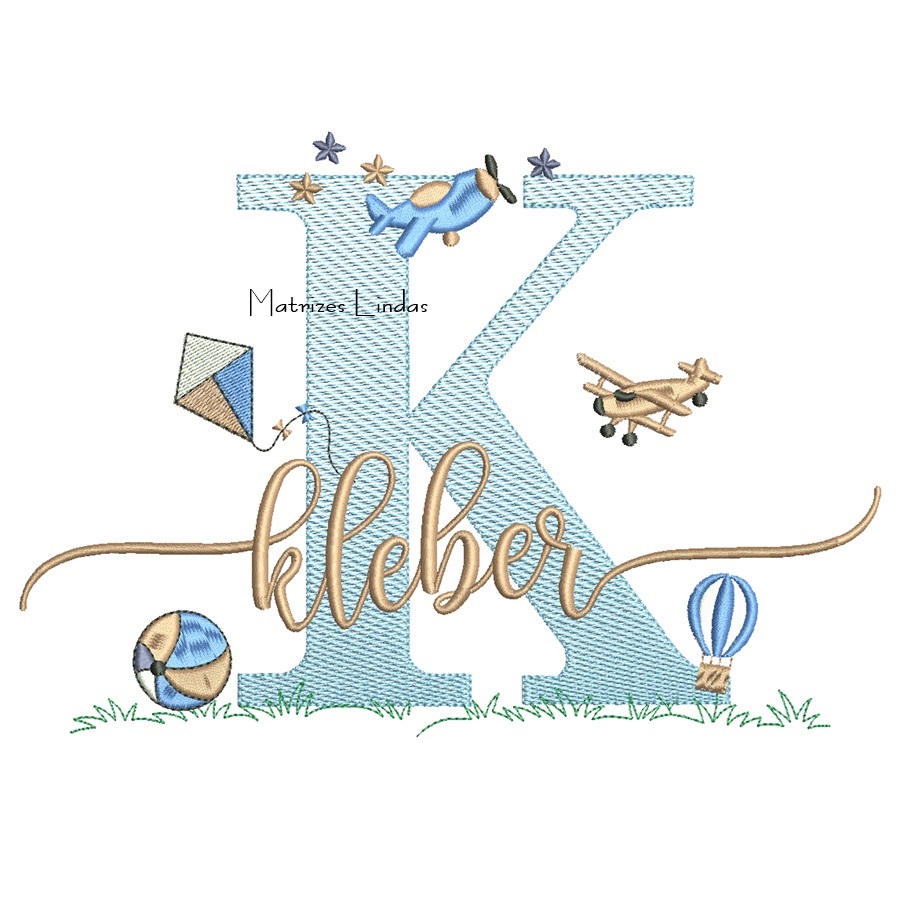 Matriz de Bordado - Nome Kleber com Brinquedos Matriz de Bordado - Nome Kleber com Brinquedos