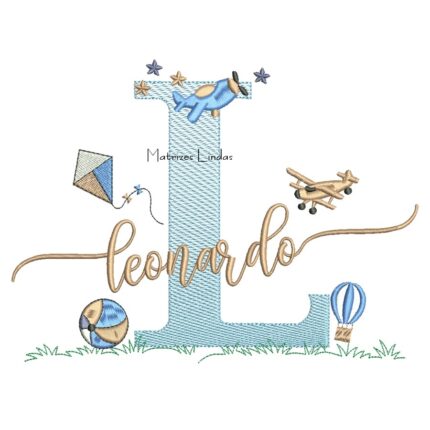 Matriz de Bordado - Nome Leonardo com Brinquedos