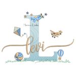 Matriz de Bordado - Nome Levi com Brinquedos