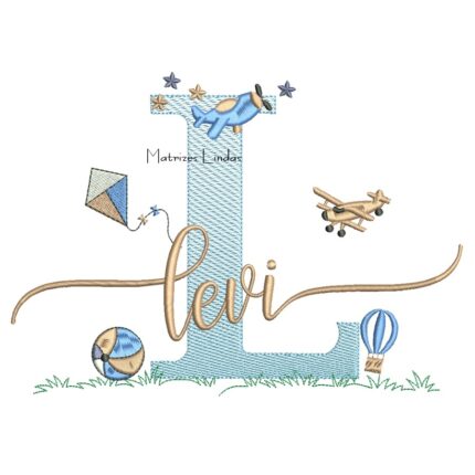 Matriz de Bordado - Nome Levi com Brinquedos