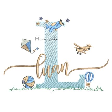 Matriz de Bordado - Nome Luan com Brinquedos