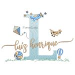Matriz de Bordado - Nome Luíz Henrique com Brinquedos