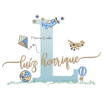 Matriz de Bordado - Nome Luíz Henrique com Brinquedos