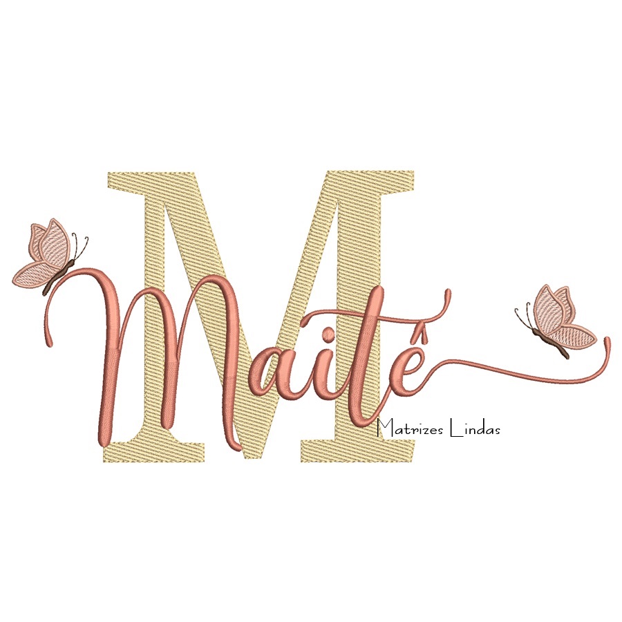 Matriz de Bordado - Nome Maitê com Borboletas Matriz de Bordado - Nome Maitê com Borboletas
