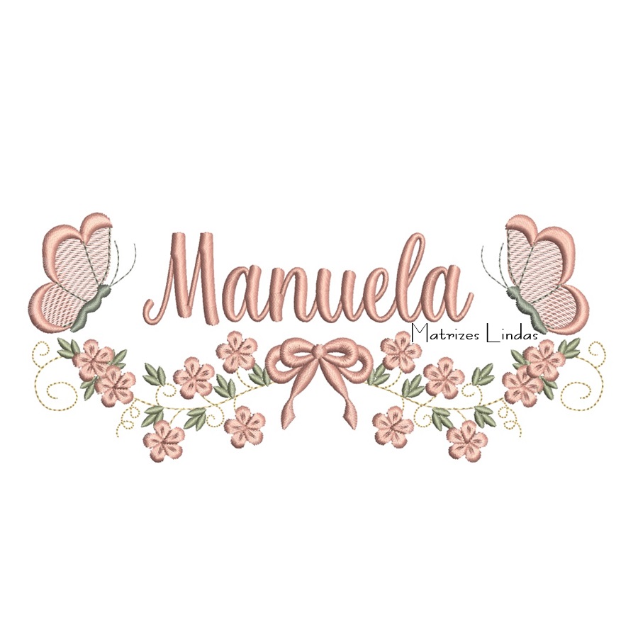 Matriz de Bordado - Nome Manuela com Raminho Matriz de Bordado - Nome Manuela com Raminho