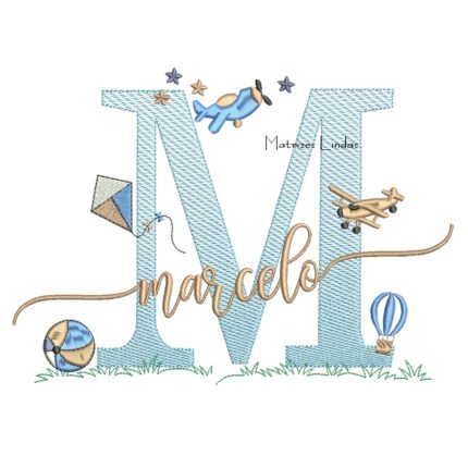 Matriz de Bordado - Nome Marcelo com Brinquedos