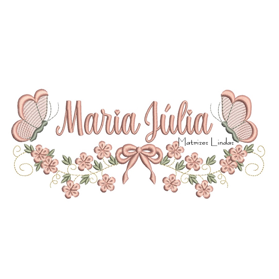 Matriz de Bordado - Nome Maria Júlia com Raminho Matriz de Bordado - Nome Maria Júlia com Raminho