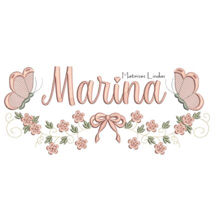 Matriz de Bordado - Nome Marina com Raminho