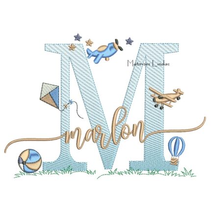 Matriz de Bordado - Nome Marlon com Brinquedos