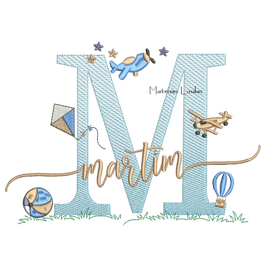 Matriz de Bordado - Nome Martim com Brinquedos Matriz de Bordado - Nome Martim com Brinquedos