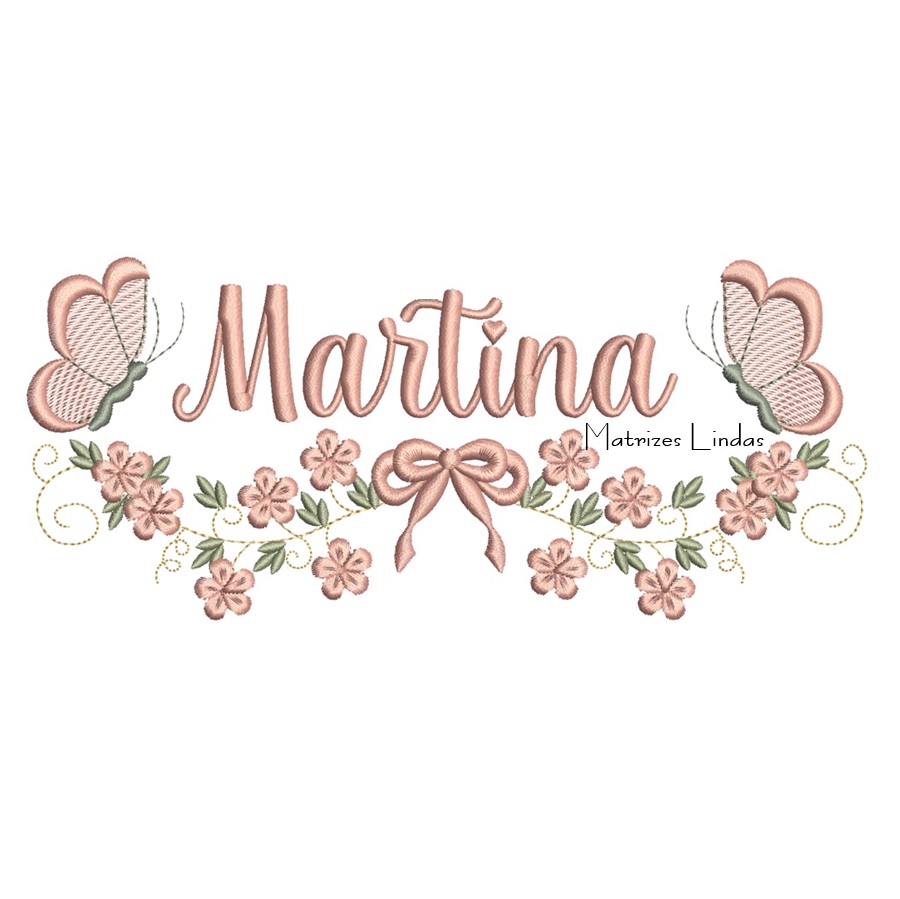 Matriz de Bordado - Nome Martina com Raminho Matriz de Bordado - Nome Martina com Raminho