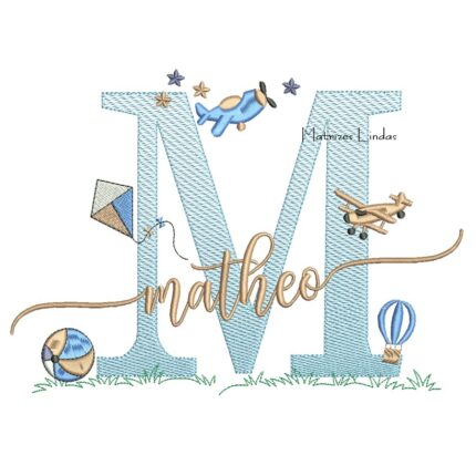 Matriz de Bordado - Nome Matheo com Brinquedos