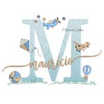 Matriz de Bordado - Nome Maurício com Brinquedos