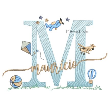 Matriz de Bordado - Nome Maurício com Brinquedos