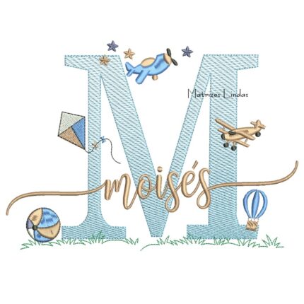 Matriz de Bordado - Nome Moisés com Brinquedos