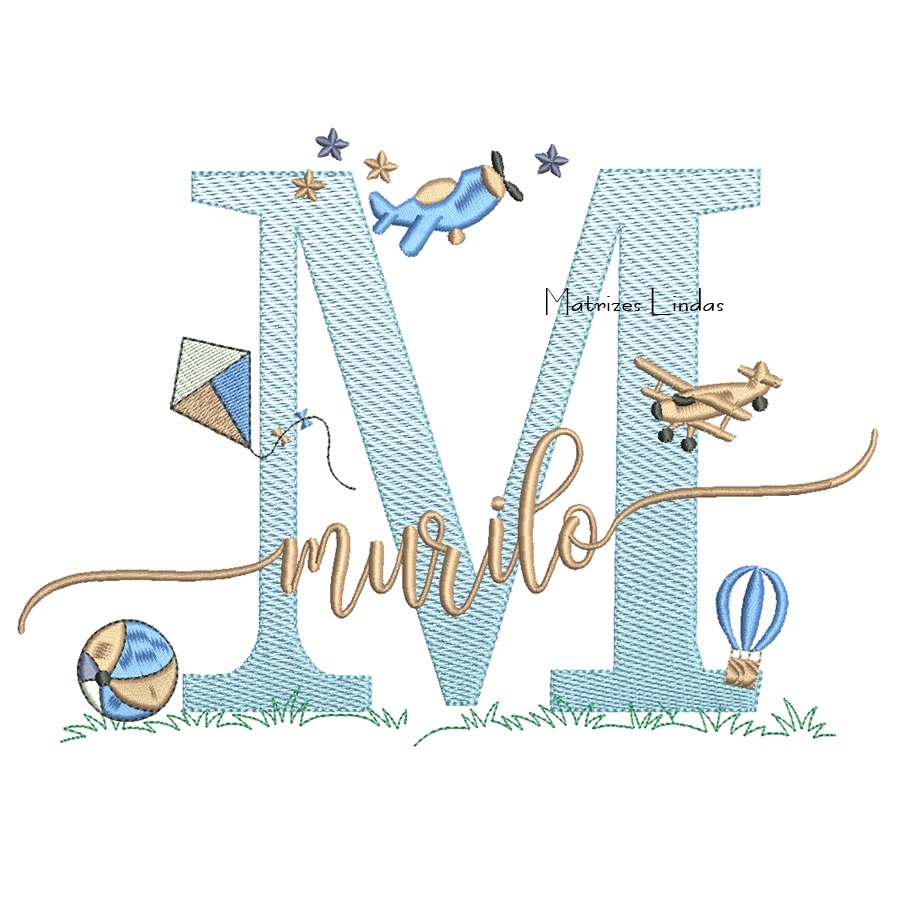 Matriz de Bordado - Nome Murilo com Brinquedos Matriz de Bordado - Nome Murilo com Brinquedos