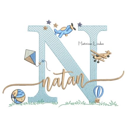 Matriz de Bordado - Nome Natan com Brinquedos