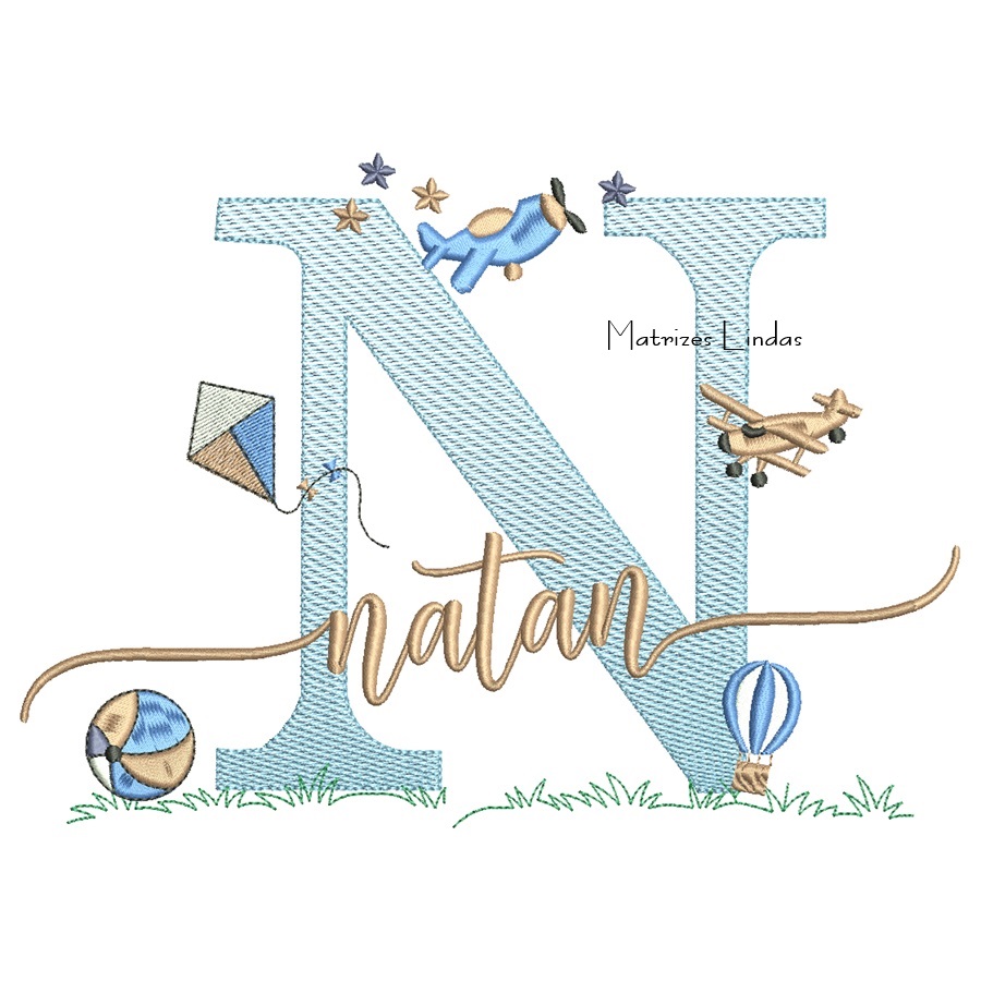 Matriz de Bordado - Nome Natan com Brinquedos Matriz de Bordado - Nome Natan com Brinquedos