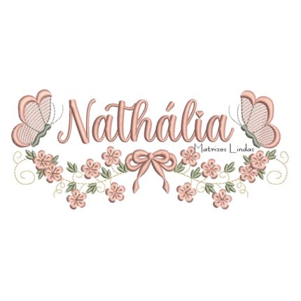 Matriz de Bordado - Nome Nathália com Raminho