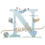 Matriz de Bordado - Nome Nicolas com Brinquedos