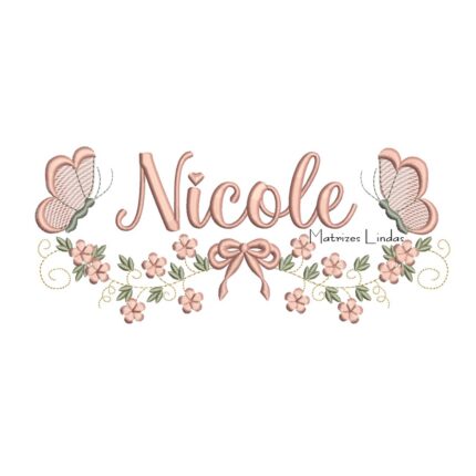 Matriz de Bordado - Nome Nicole com Raminho