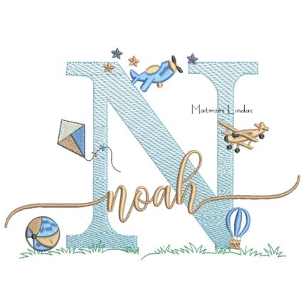 Matriz de Bordado - Nome Noah com Brinquedos