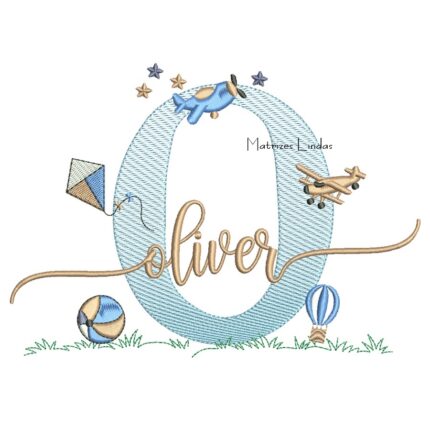 Matriz de Bordado - Nome Oliver com Brinquedos