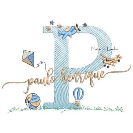 Matriz de Bordado - Nome Paulo Henrique com Brinquedos