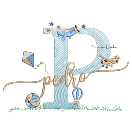 Matriz de Bordado - Nome Pedro com Brinquedos