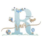 Matriz de Bordado - Nome Ravi com Brinquedos