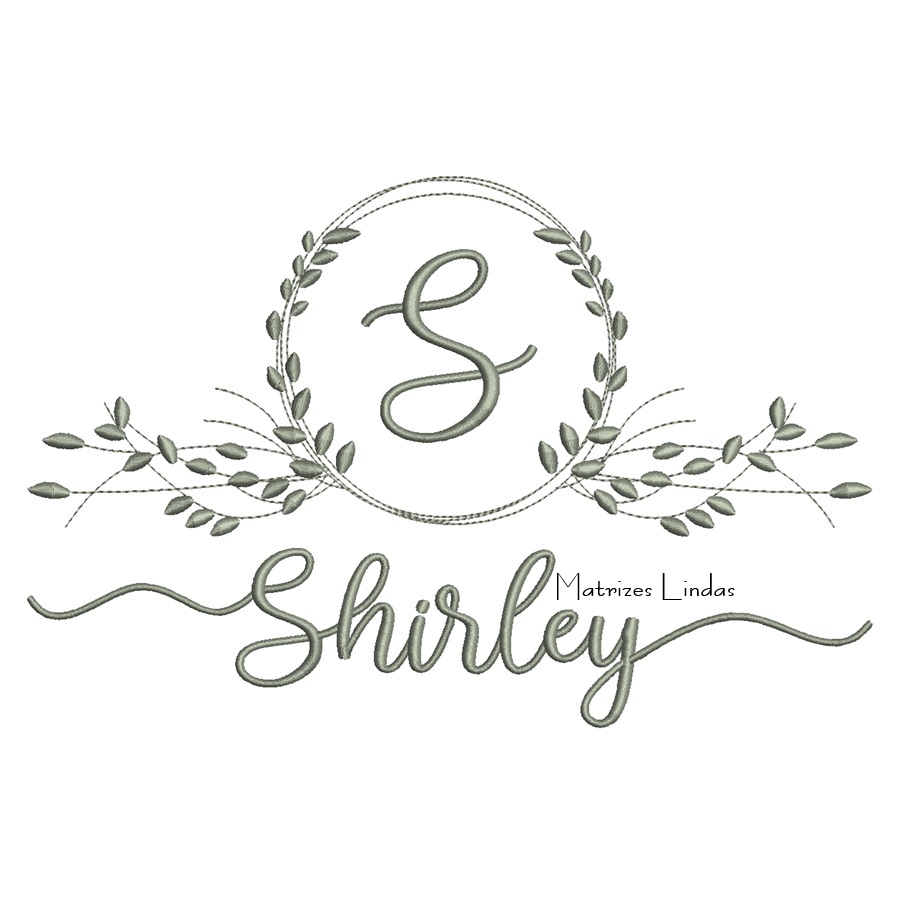 Matriz de Bordado - Nome Shirley com Raminho Matriz de Bordado - Nome Shirley com Raminho