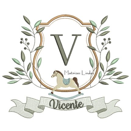 Matriz de Bordado - Brasão Cavalinho com Nome Vicente