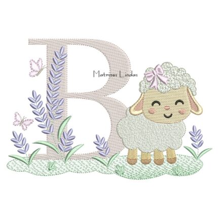 Matriz de Bordado - Letra B Ovelhinha Lavanda