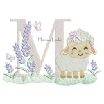 Matriz de Bordado - Letra M Ovelhinha Lavanda