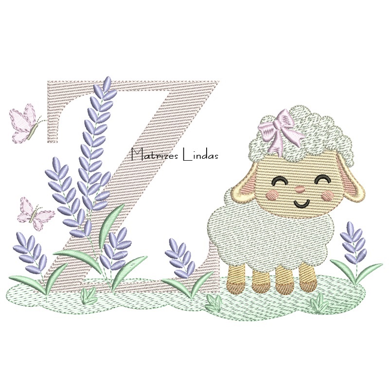 Matriz de Bordado - Letra Z Ovelhinha Lavanda Matriz de Bordado - Letra Z Ovelhinha Lavanda