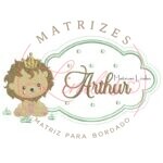 Matriz de Bordado - Moldura Aplique Leãozinho Rei com Nome Arthur