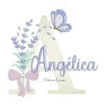 Matriz de Bordado - Nome Angélica Lavanda com Laço